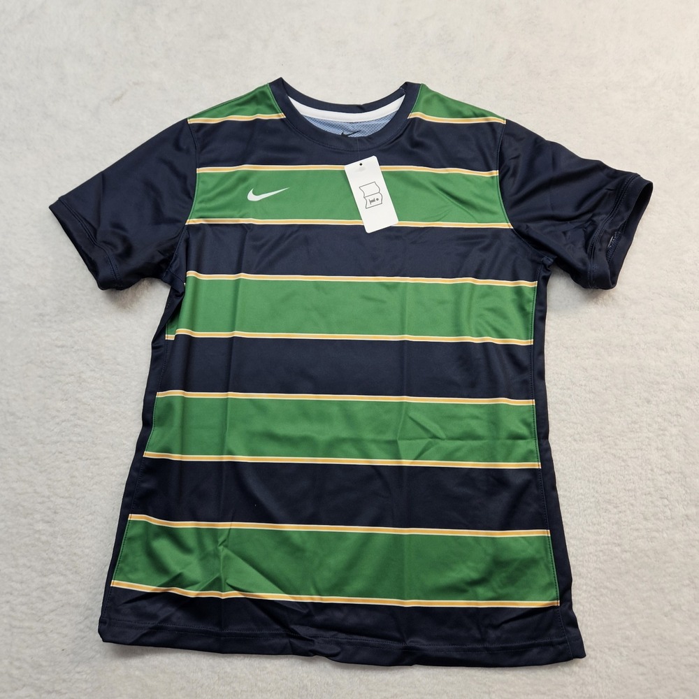 Nike Soccer Jersey Womens Medium Navy Blue Green Dri Fit Digital Mesh Shirt